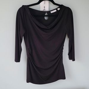 NY&Co 3/4 sleeve ruched black blouse